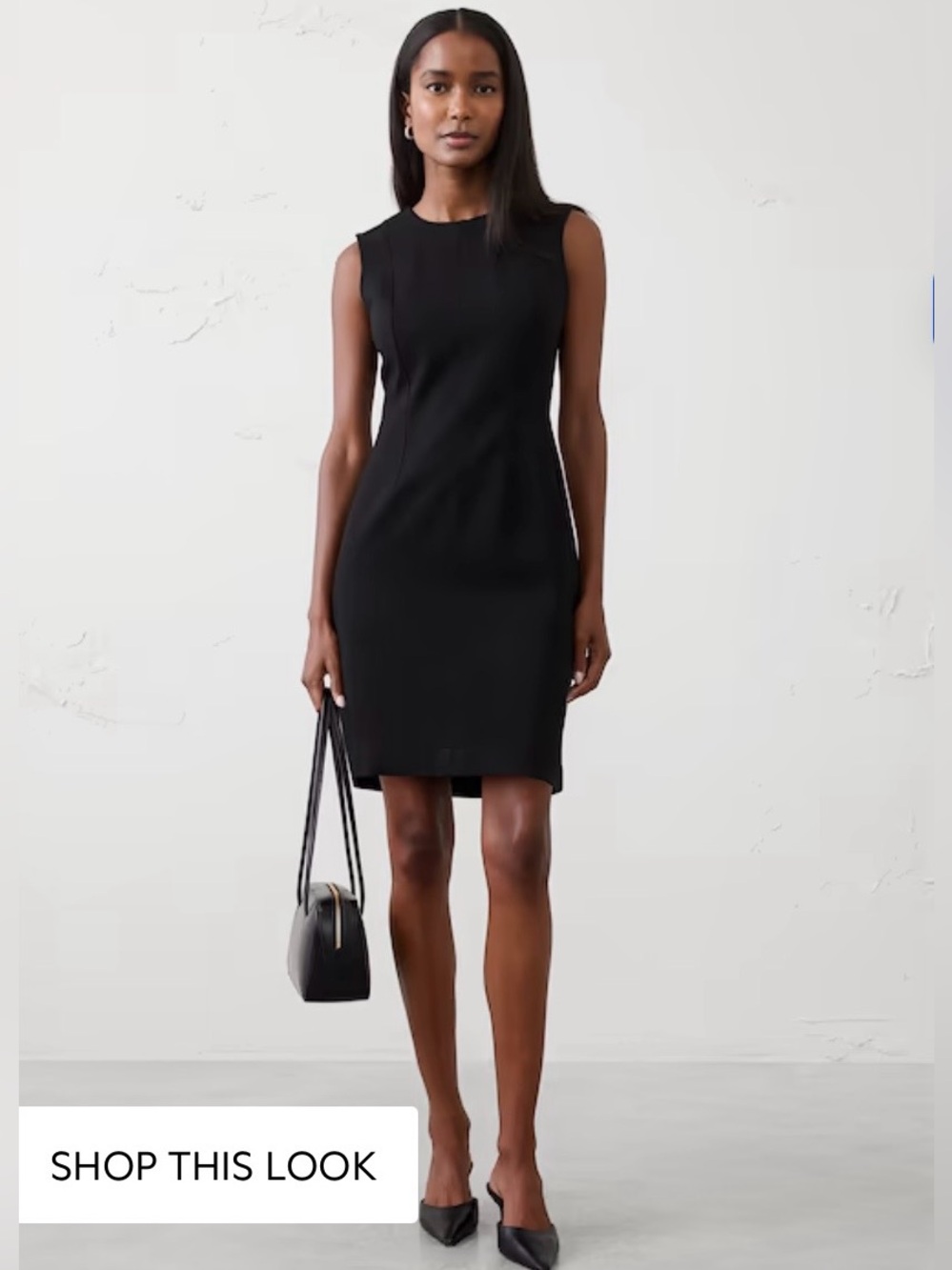 Banana Republic Black Sleeveless Midi Sheath Dress